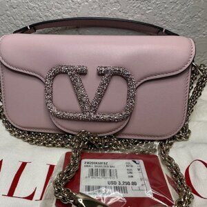 Valentino Garavani Locò Foldover Top Shoulder Bag Women Bag Pink